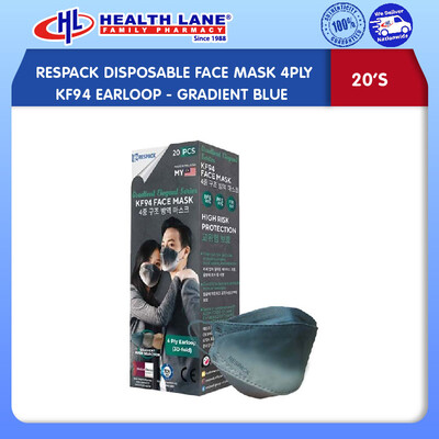 RESPACK DISPOSABLE FACE MASK 4PLY KF94 EARLOOP- GRADIENT BLUE (20'S)